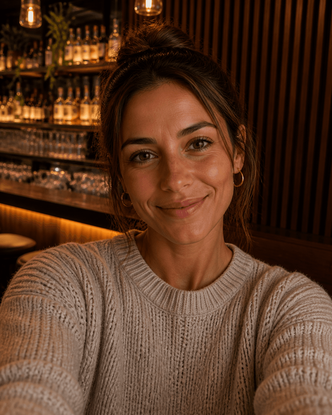 Guest selfie taken in the bar before transformation